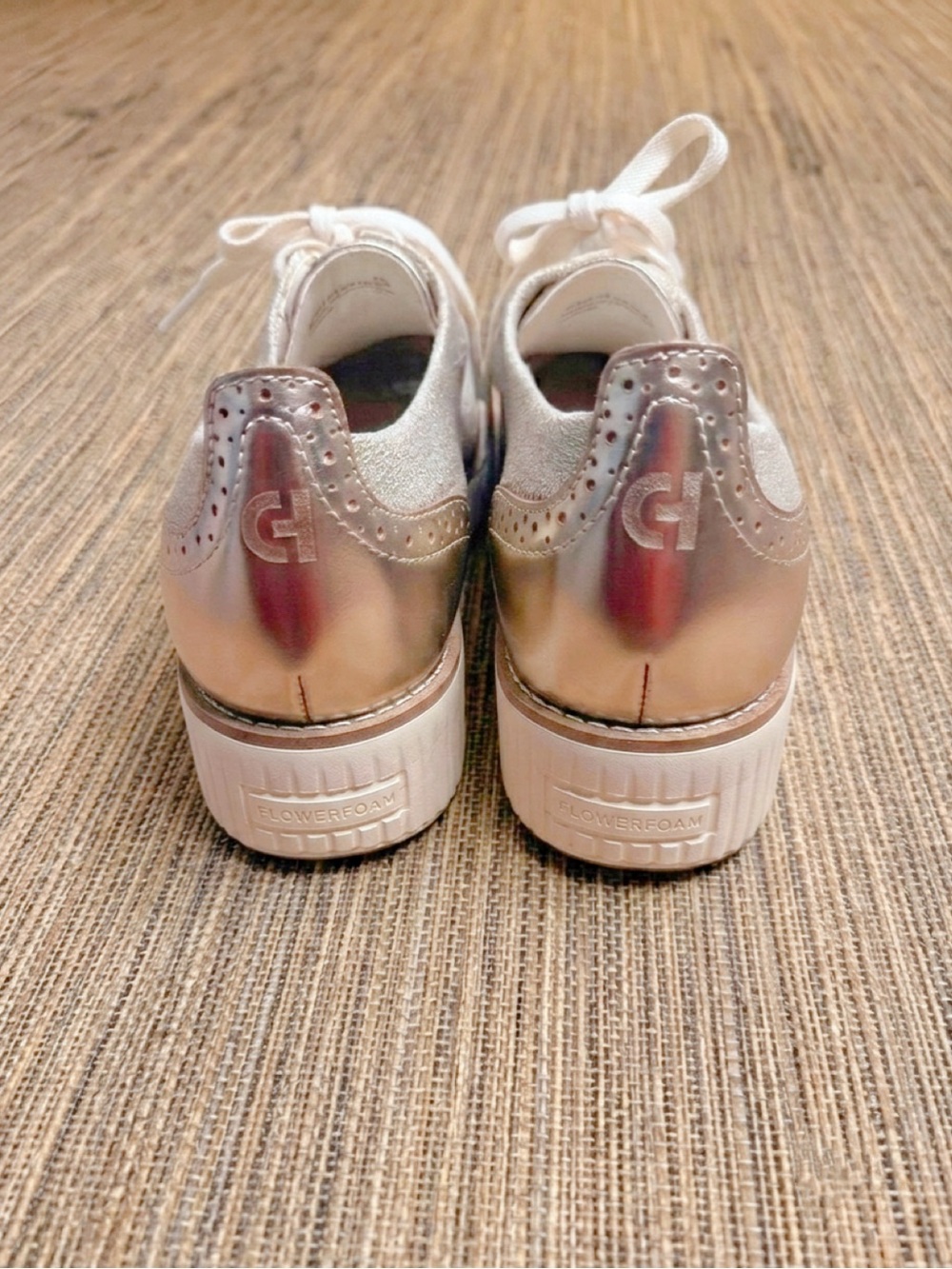 Cole Haan Grand City Platform Stitchlite Oxfords Rye Gold Metallic Sz 5 - Picture 9 of 11